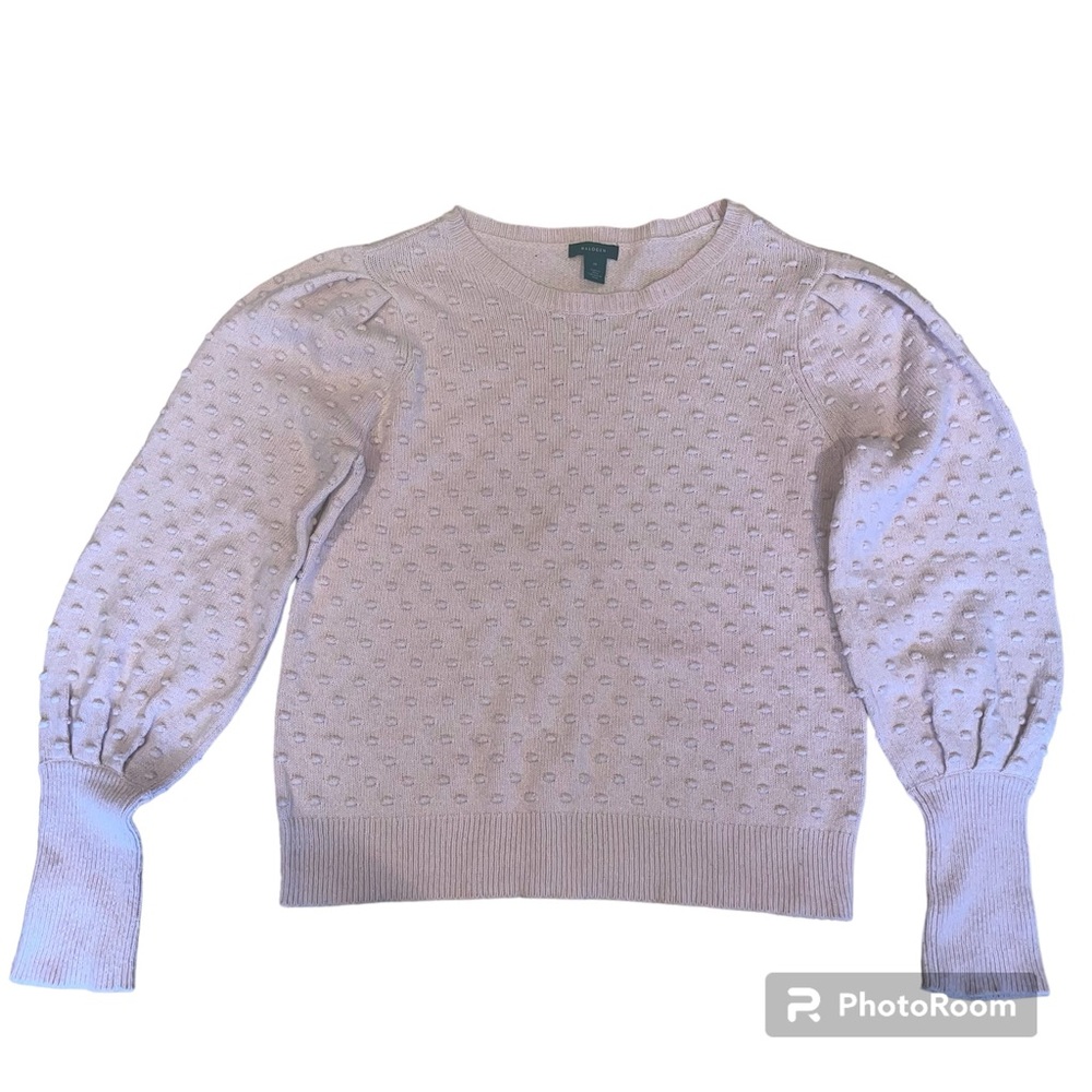 Pink Halogen Raised Polka Dot Sweater Size M Pima Cotton Blend